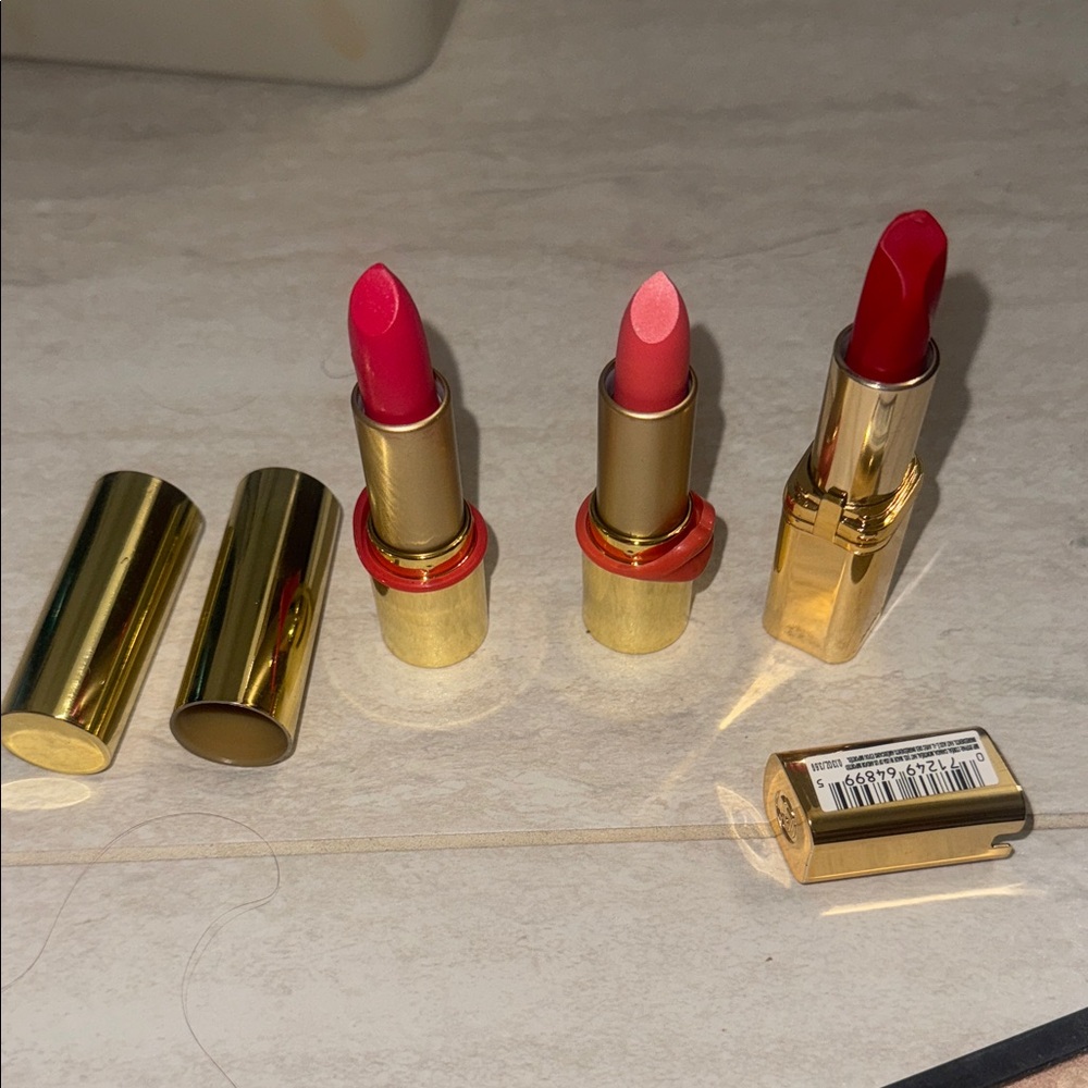 Gold Tube Women's Lipstick Trio - Pink, Coral, Red